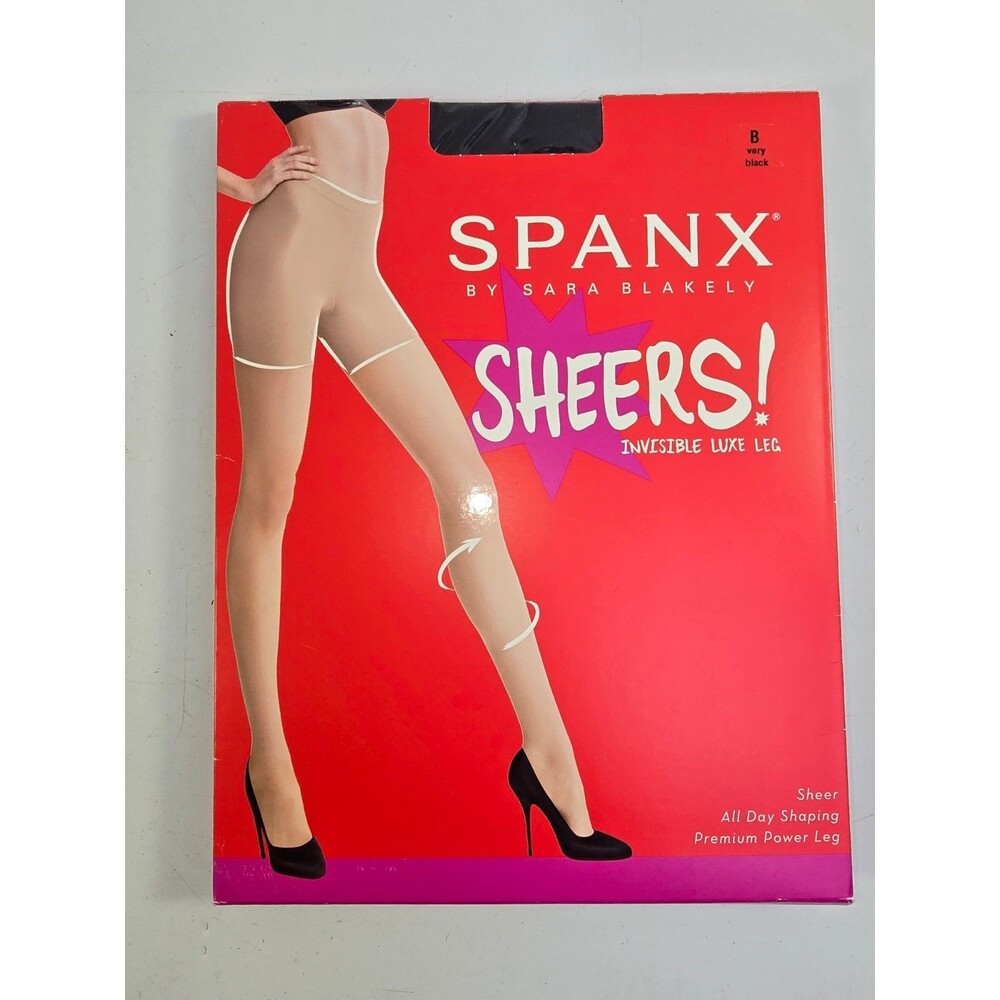 NEW SPANX Sz B Very Black Invisible Luxe Leg Sheers Style 20025R Open Box